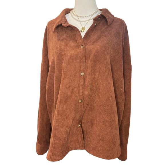 Madewell Tops - Madewell Corduroy Shacket Rust Brown Plus Size 3X